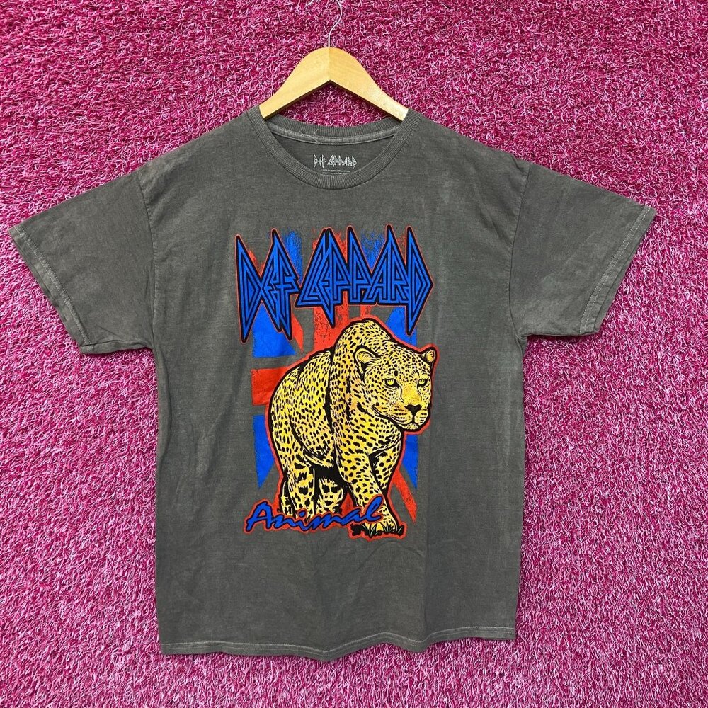 Def Leppard Animal Neon Leopard Hysteria Metal Band Tee large
